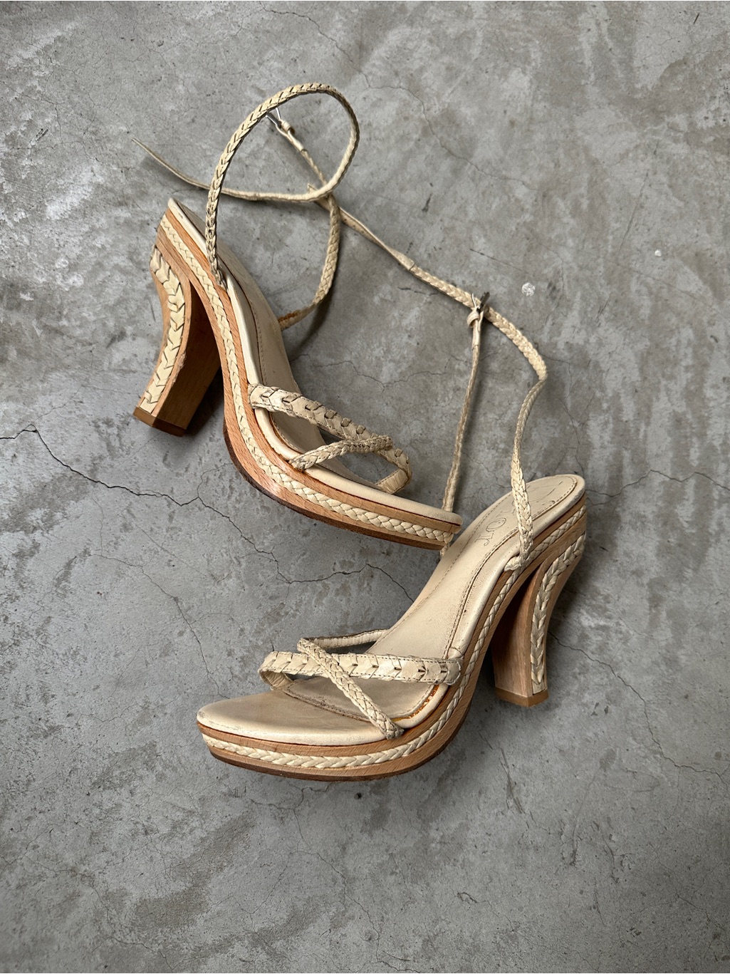 Dior John Galliano Era Cream Sandal Platform Heels 36.5